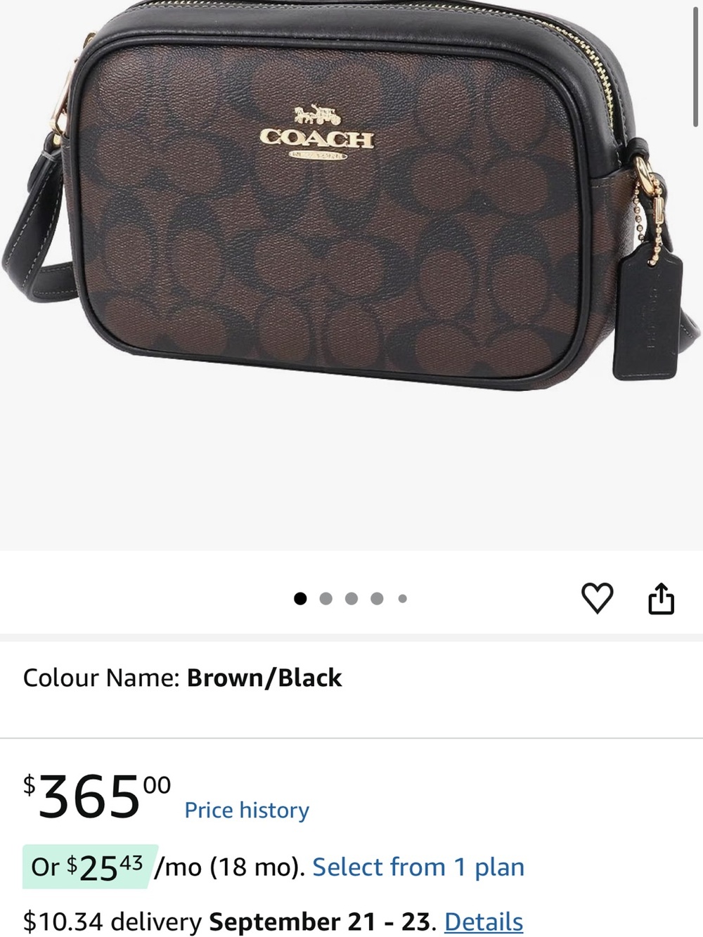 Coach Brown and Black Signature Belt Bag with Gold Hardware